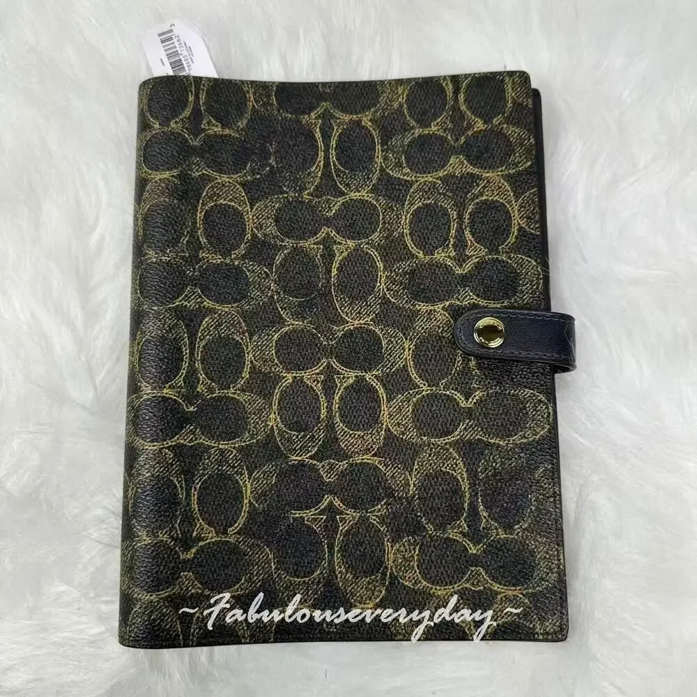 Coach Notebook In Loved Signature Canvas/Smooth Leather/Gold/Brown CDX99 NWT